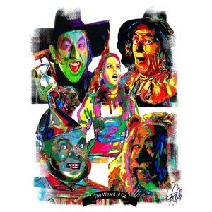The Wizard of Oz Dorothy Wicked Witch Scarecrow Tin Man Lion Print 18x24